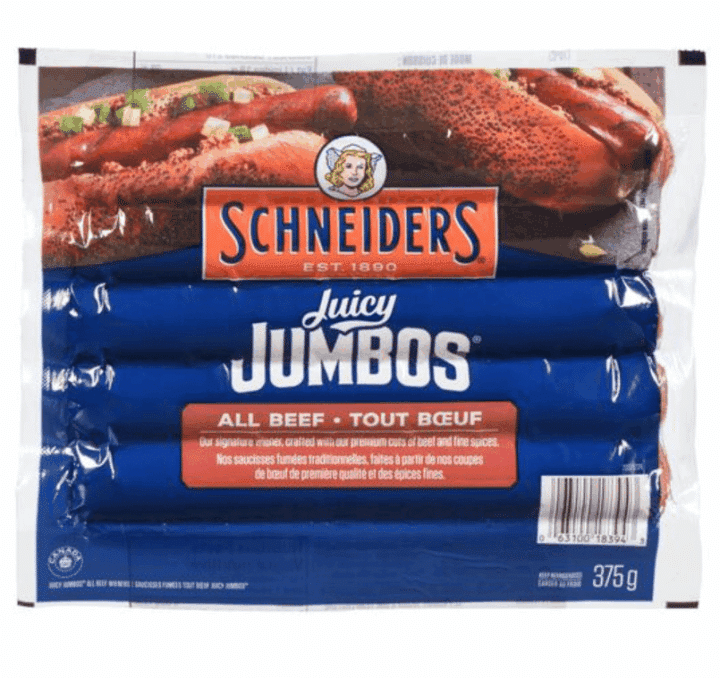 Wieners, Beef, Juicy Jumbo, Schneiders (375g)
