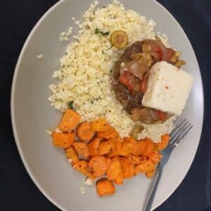 Burger Patty with Havarti, Bulgar Wheat and Roasted Carrots, Frozen